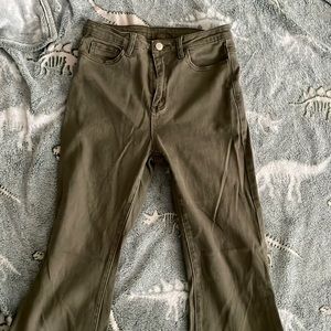 Moss Green bell bottom jeans- no back pockets